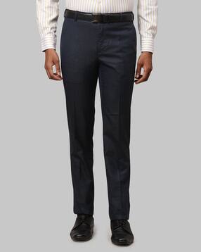 raymond Slim Fit Flat-Front Trousers-picture-46