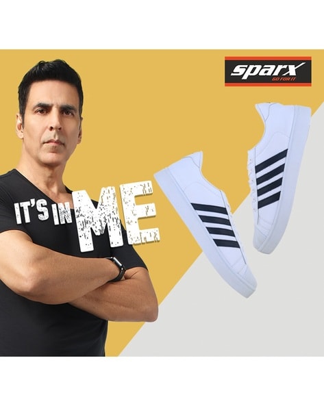 Sparx white shoes with black stripes on sale