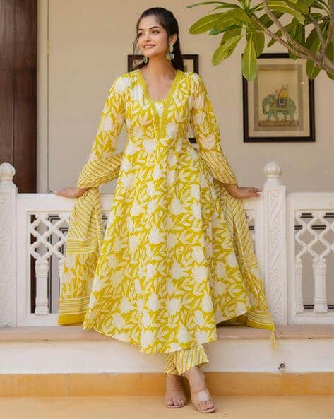 Buy Yellow Kurta Suit Sets for Women by OMASK Online