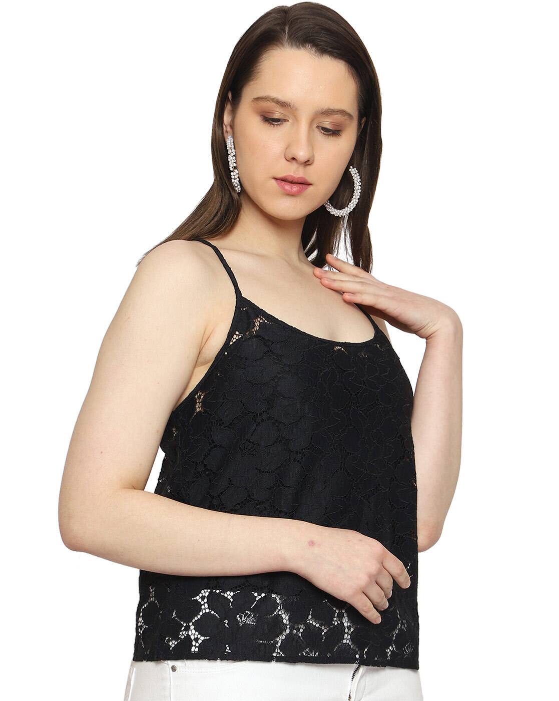 Buy WEAR WE MET Lace Cami Top with Criss-Cros Online | Ajio.com