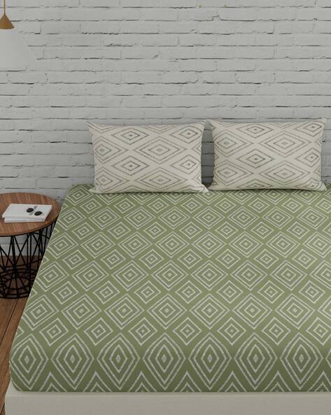 Huesland 144 TC Cotton Double Bedsheet Pillow Cover Set