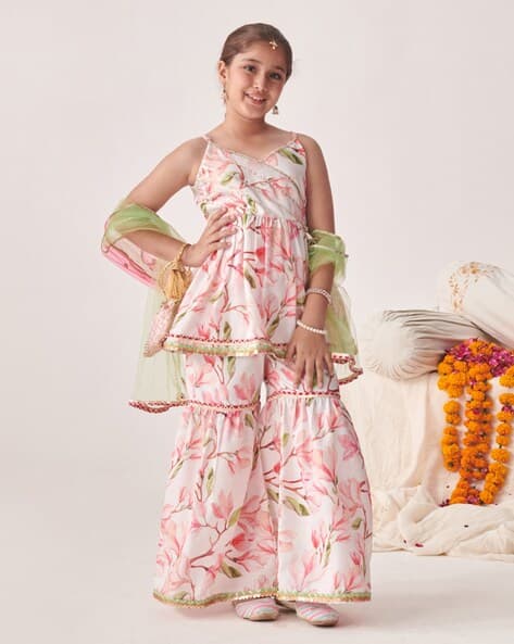 Pspeaches Girl Floral Print 3-Piece Kurta Set