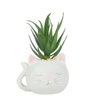 Cat Face Ceramic Planter
