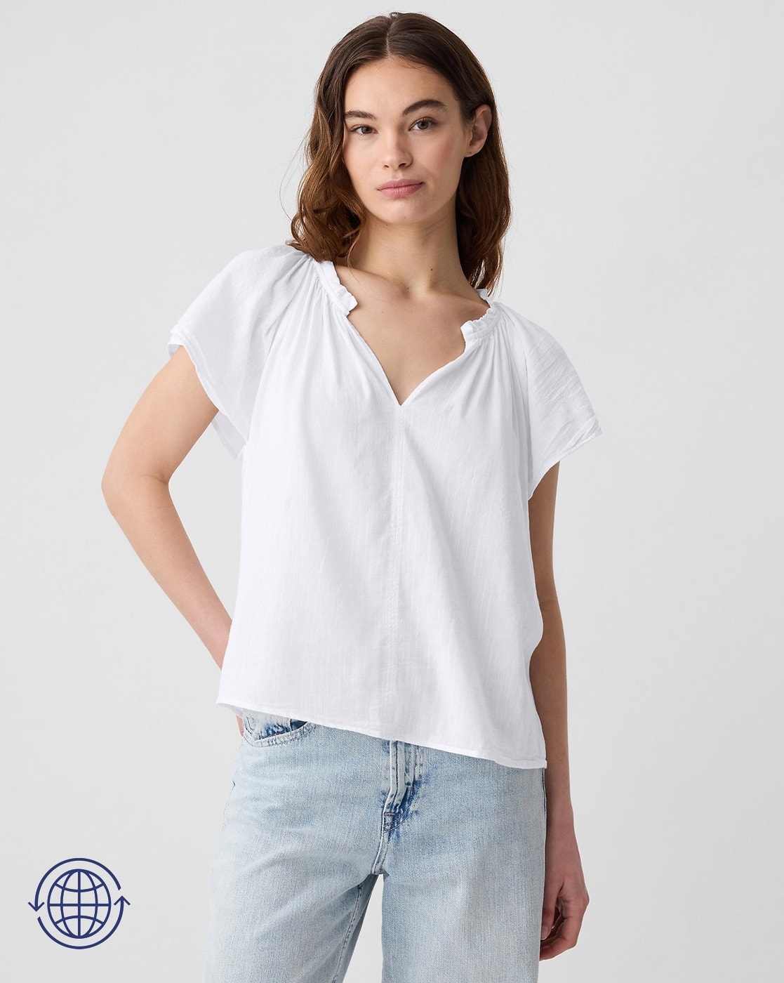 V-Neck Top with Raglan Sleeves