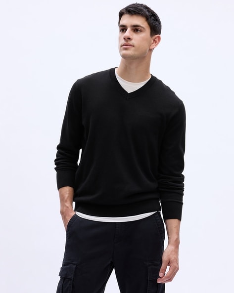 Men V-Neck Regular Fit Pullover