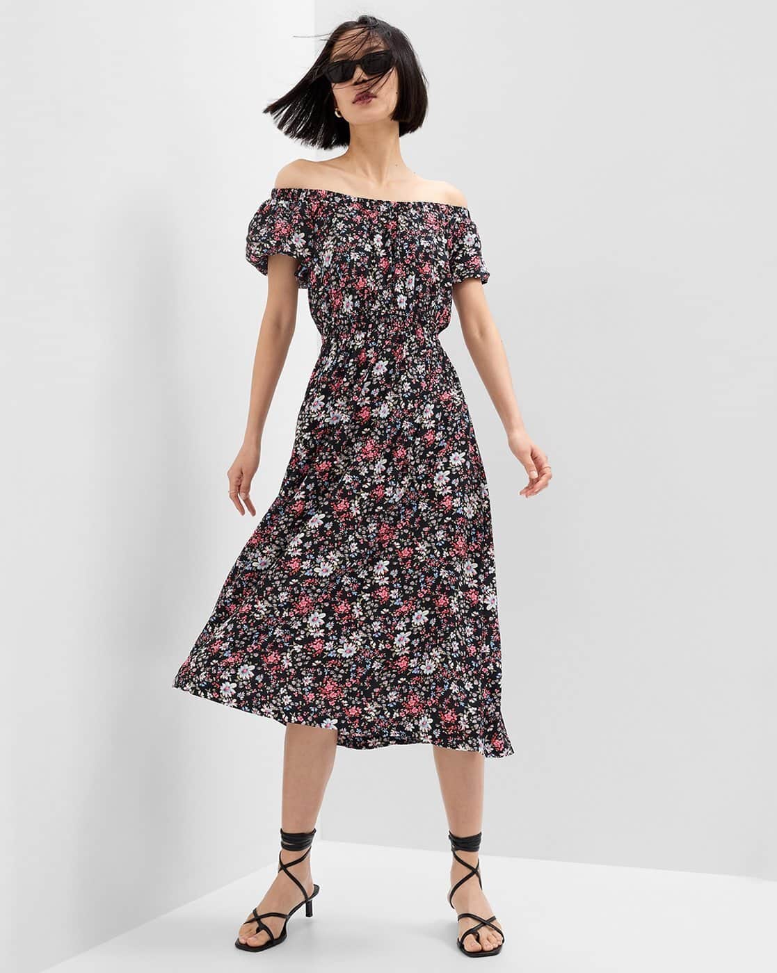 Floral Print Off-Shoulder Dress