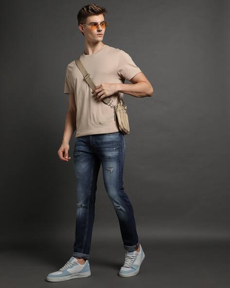 SPYKAR Men Rover Mid-Wash Distressed Regular Fit Jeans