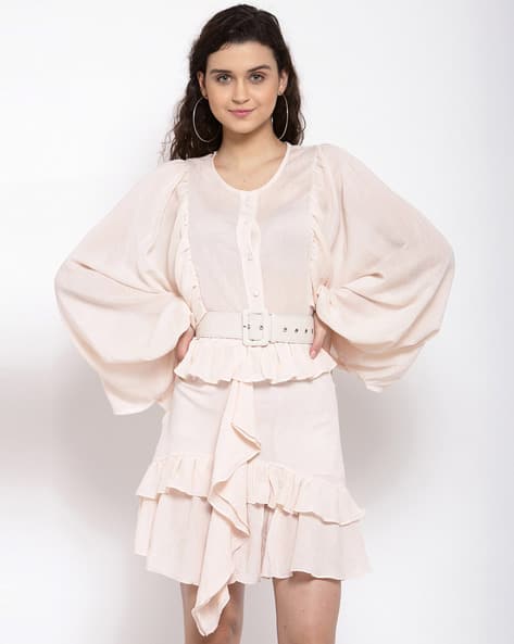 IKI CHIC Fit & Flare Dress with Ruffles Trim