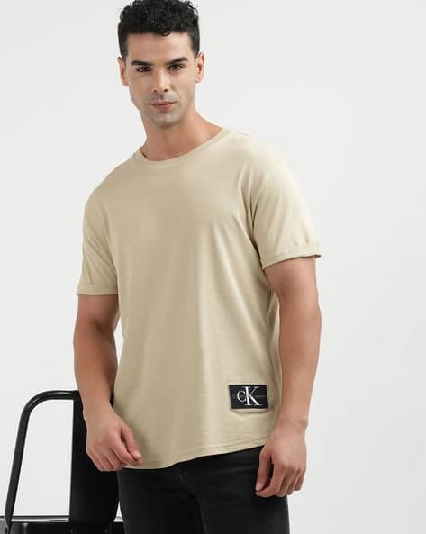 Calvin Klein Jeans Badge Turn Up Sleeve Crew-Neck T-Shirt