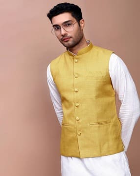 Men Slim Fit Nehru Jacket with Welt Pockets-image-38
