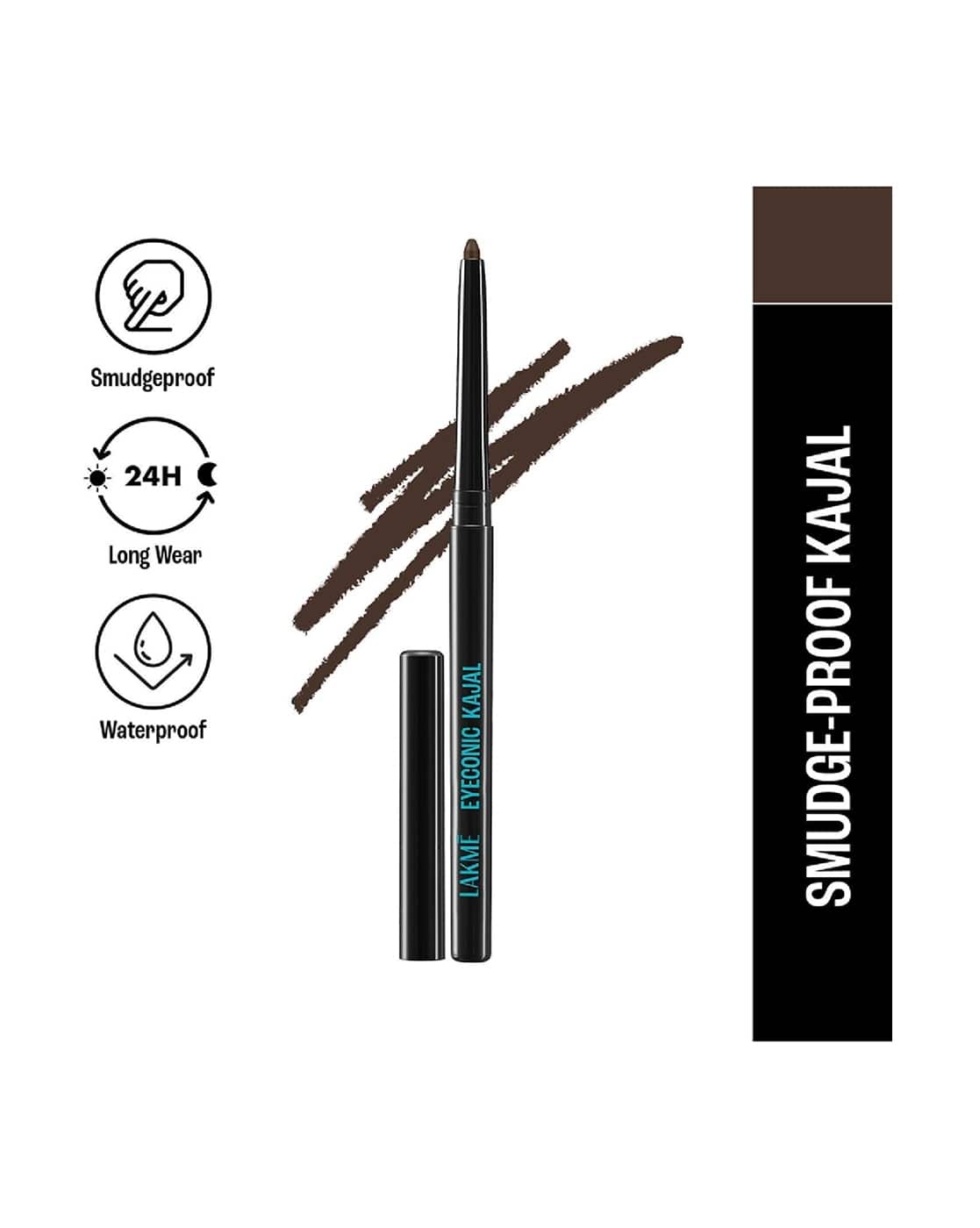 LAKME Eyeconic Kajal Matte Kajal Pencil That Lasts 24 Hrs - Classic Brown For Women (Classic Brown, OS)