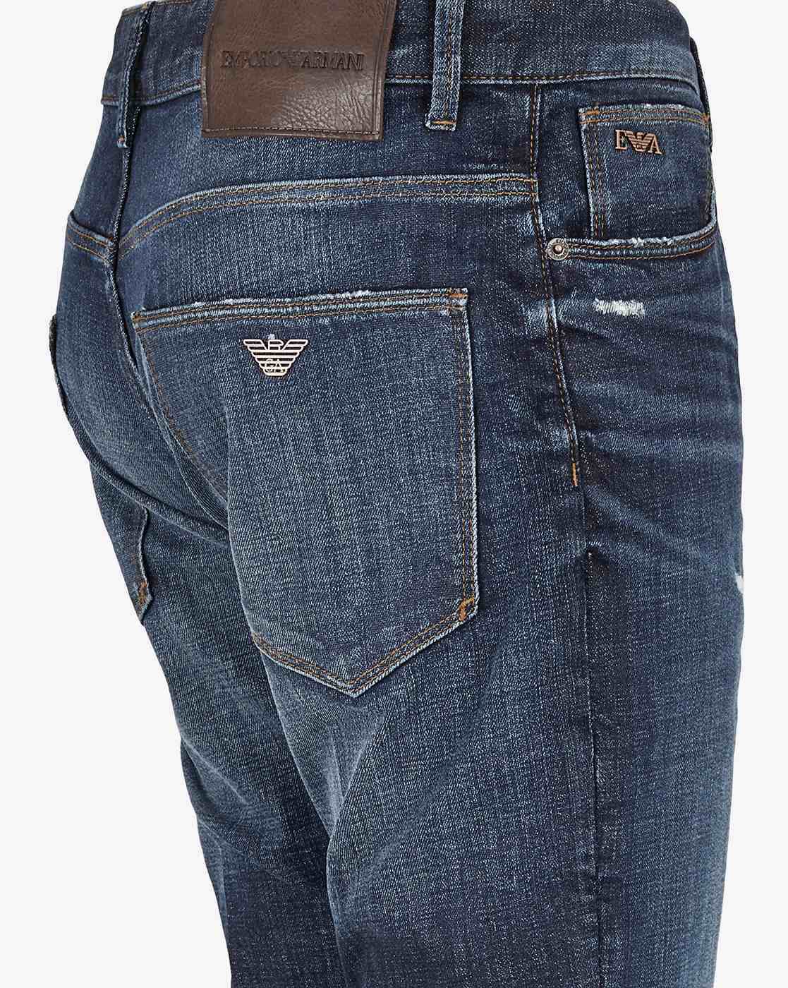 Buy EMPORIO ARMANI Slim Fit Cotton Blend Jeans Blue Color Men