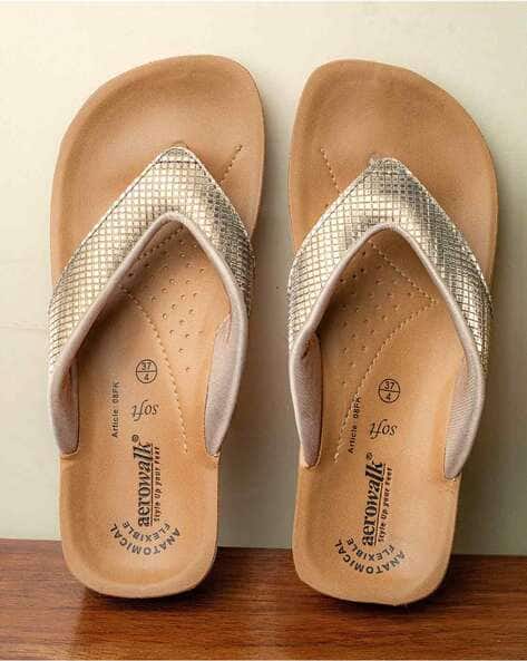 Buy Gold Flip Flop Slippers for Women by AEROWALK Online