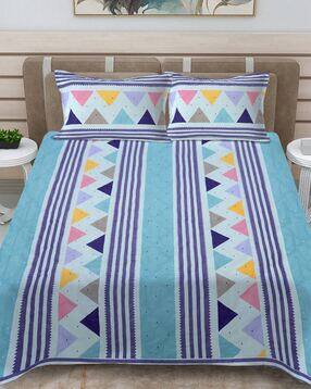 fabinaliv 400 GSM Geometric Print King-Size Bedcover with Pillow Covers-picture-10