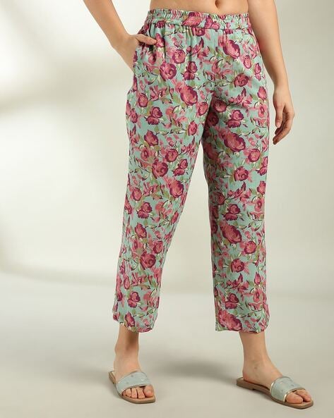 Women Floral Print Regular Fit Pants Price in India