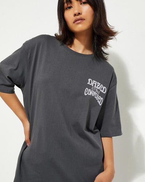 Women Graphic Print Oversized Round-Neck T-Shirt