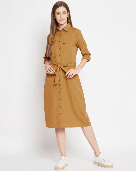 Solid Shirt Dress