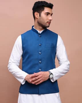 showoff Men Slim Fit Nehru Jacket with Welt Pockets-picture-14