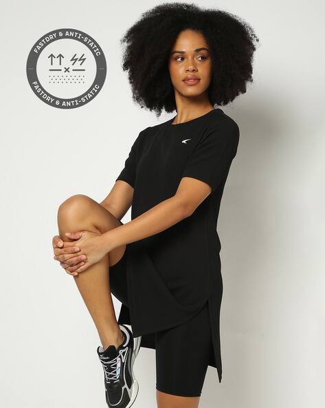 PERFORMAX Women Slim Fit Round-Neck T-Shirt with Logo Print