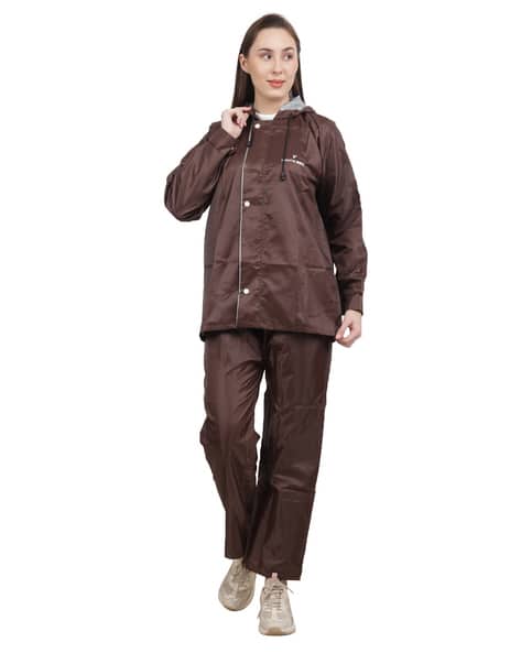 Women Zip-Front Raincoat with Pants