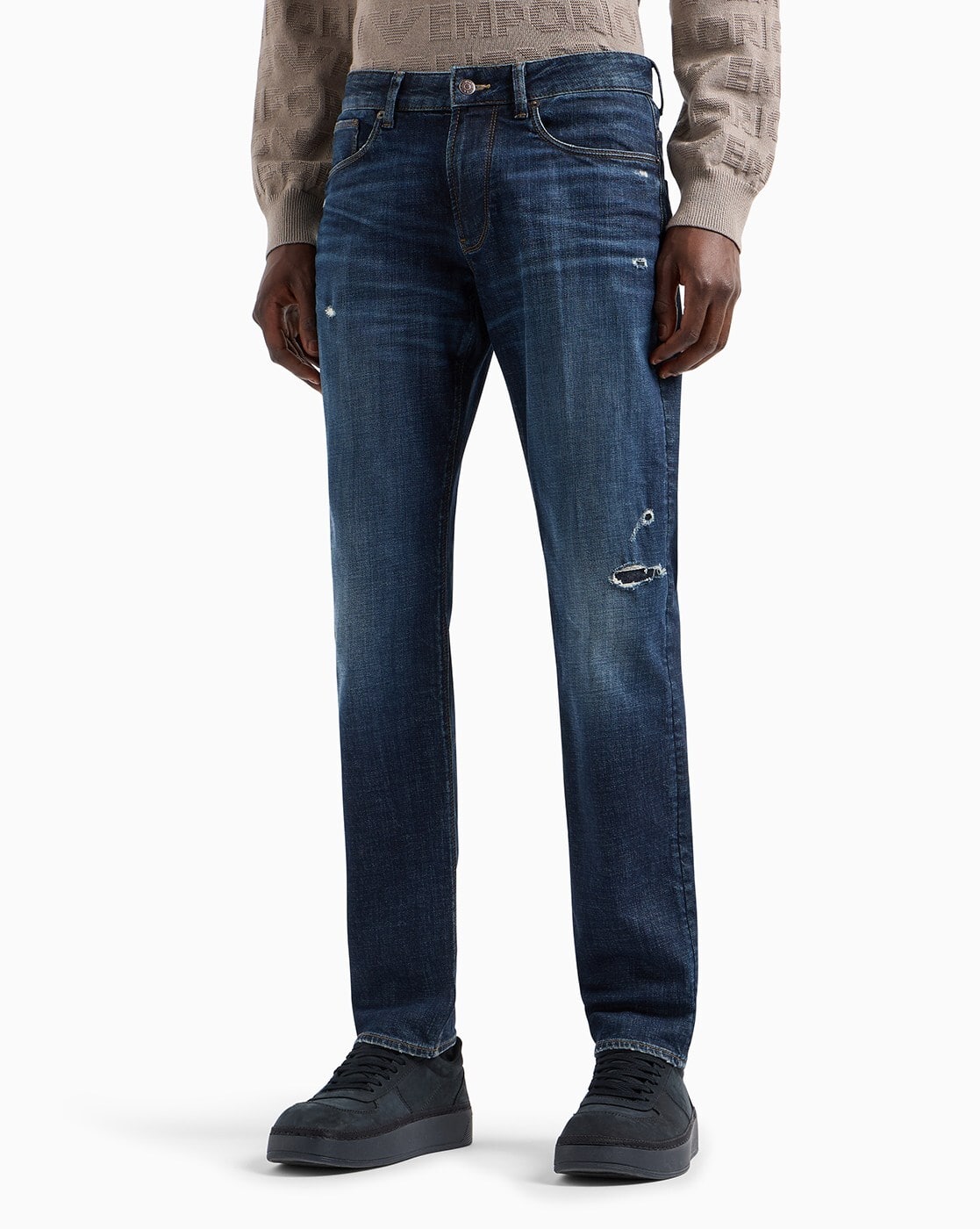 Buy EMPORIO ARMANI Slim Fit Cotton Blend Jeans | Blue Color Men