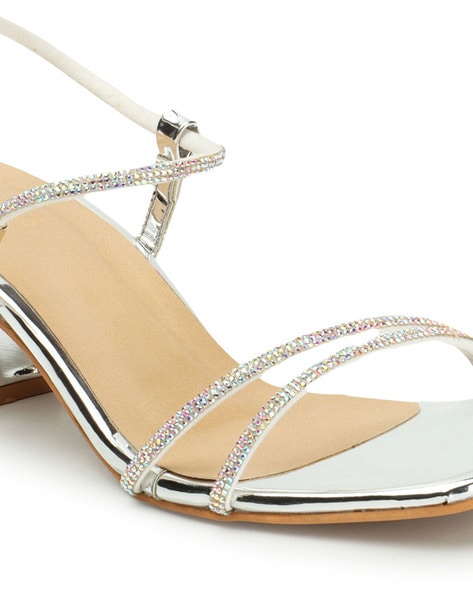 Buy Gold Cream Heeled Sandals for Women by AlwaysIconics Online Ajio