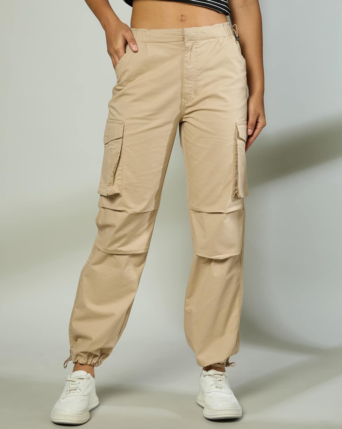 andmary Monica check loose pants beige Beige High Rise Flared Pants XL