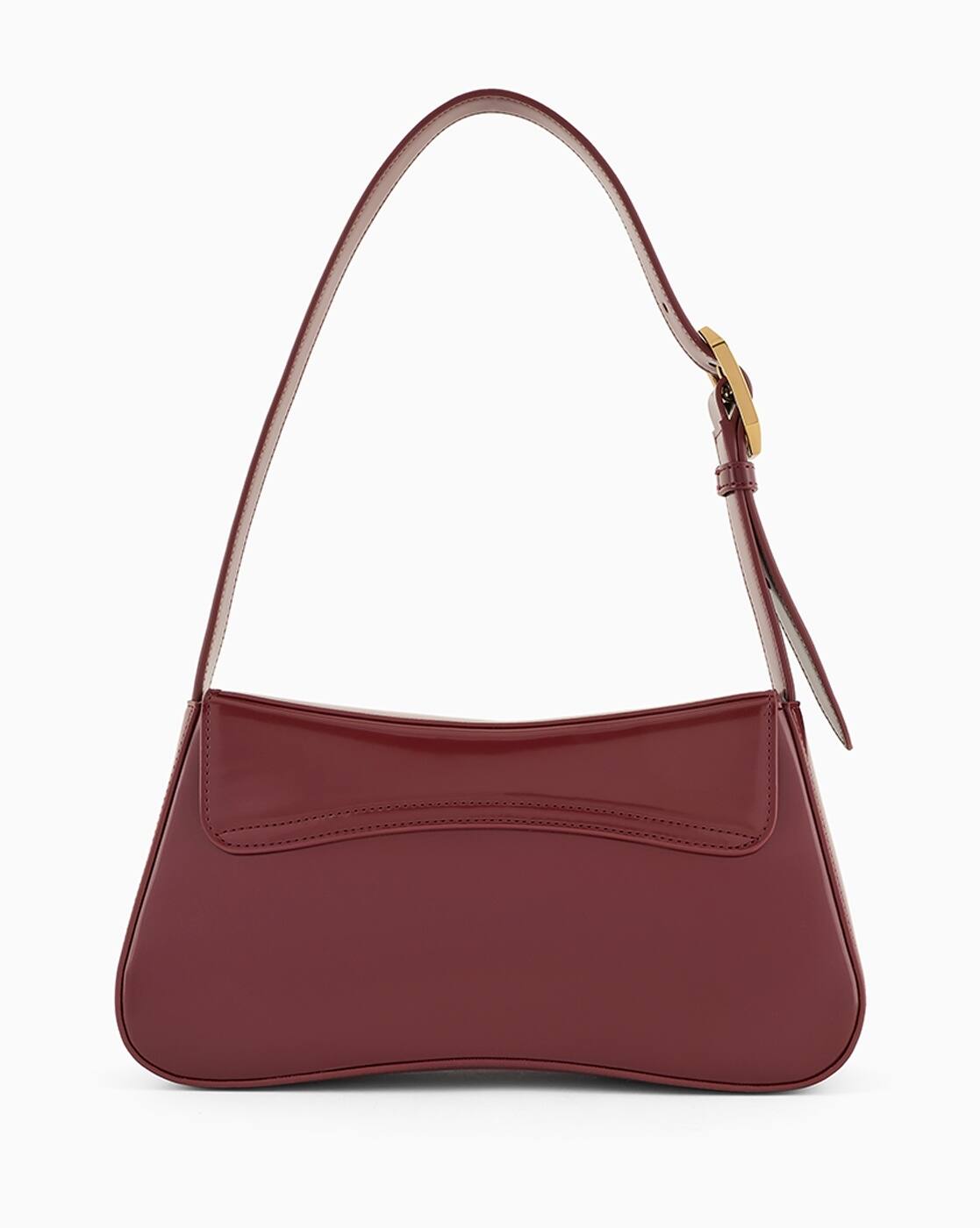 Red Baguette Shoulder Bag Brushed-Finish Baguette Shoulder Bag