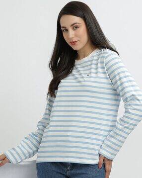 tommy hilfiger Women Striped Regular Fit Crew-Neck T-Shirt-picture-11