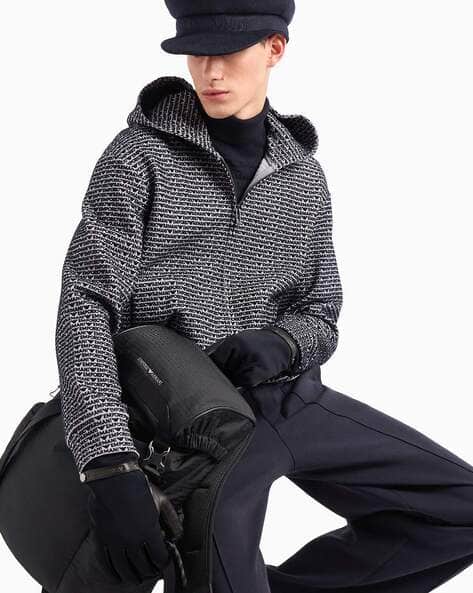 Buy EMPORIO ARMANI Logo Print Relaxed Fit Hoodie Online | Ajio.com