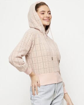 madame Women Checked Relaxed Fit Hoodie-picture-37