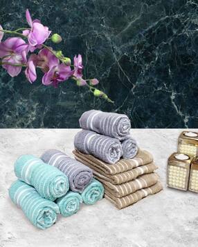 athom living Set of 12 Striped Hand Towels 23"x 15"-picture-2