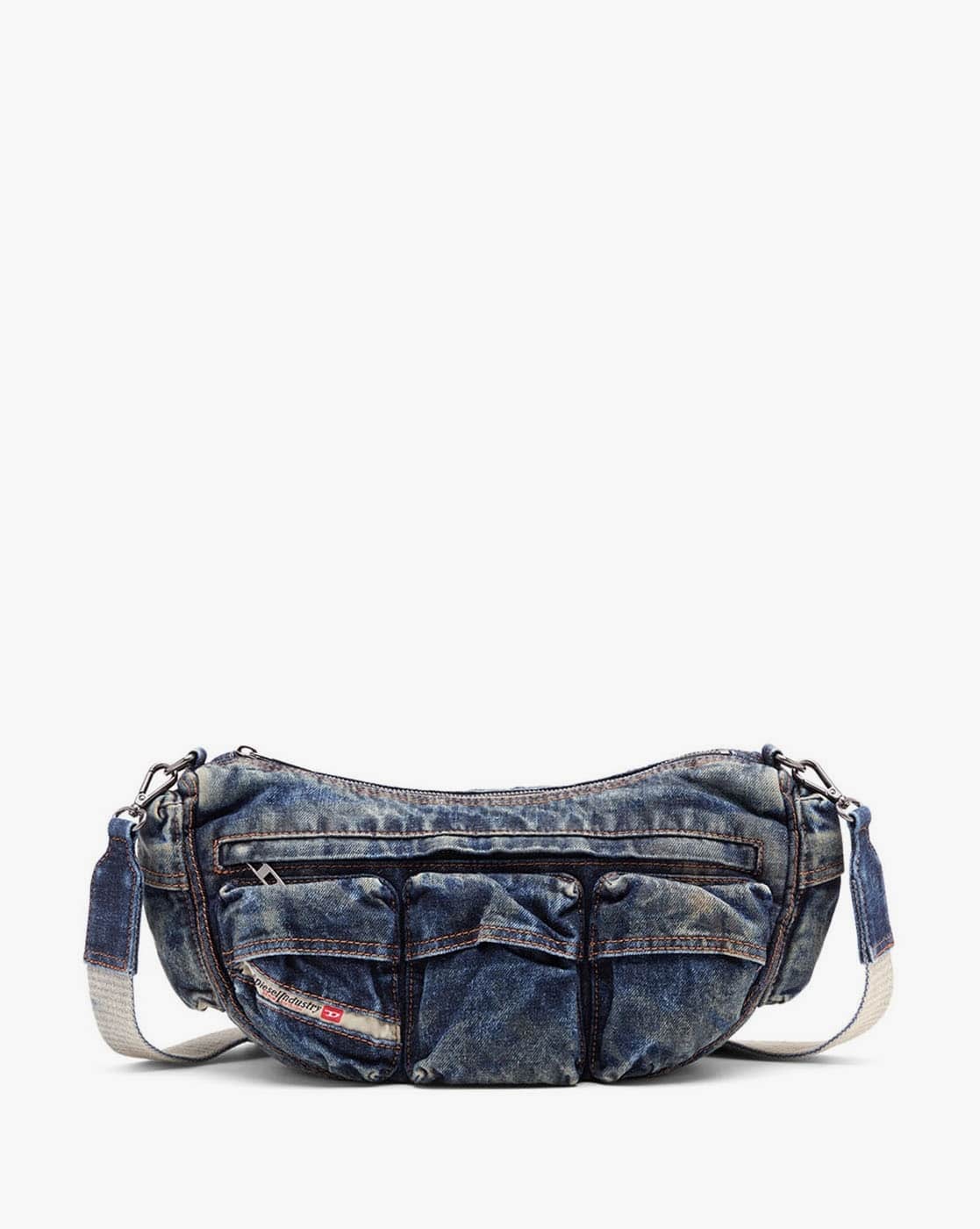 バッグ Archive Diesel body bag Denim logo Women's Rave - Hobo denim bag with zipper | Black | Diesel