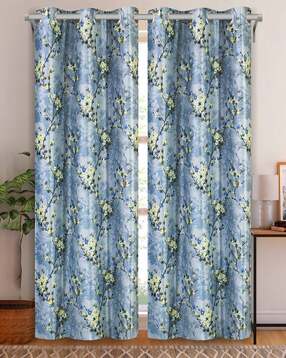 Set of 2 Floral Print Window Curtains
