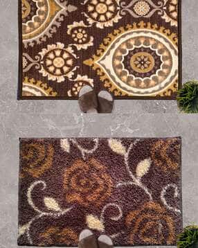 Athom Living Floral & Persian Brown Designer Soft Anti Slip Bathmat-picture-48