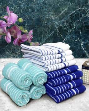 athom living Set of 12 Striped Hand Towels 23"x 15"-picture-40