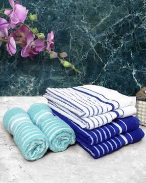 athom living Set of 6 Striped Cotton Hand Towels 23" x 15"-picture-0