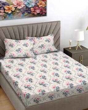 fabinaliv 300 TC Floral Print King-Size Bedsheet with Pillow Covers-picture-17