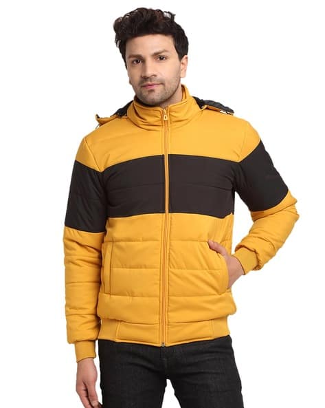 Color-Block Hooded Bomber Jacket - Main Image