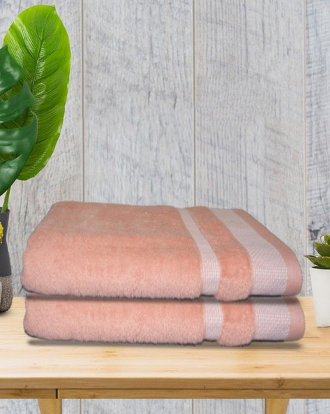 Peach and gray bath towels sale