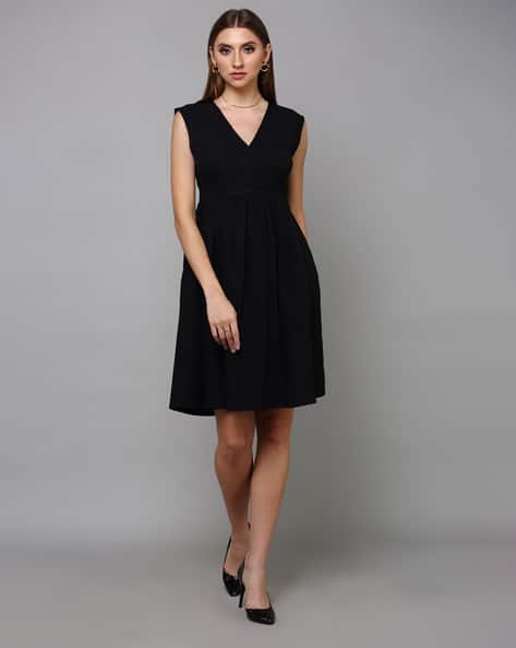 black v neck skater dress Plus Size Black Skater Dress 2X