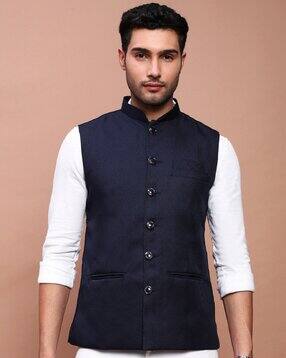 showoff Men Slim Fit Nehru Jacket with Welt Pockets-picture-15