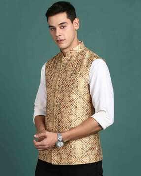 Men Embroidered Slim Fit Nehru Jacket-image-39