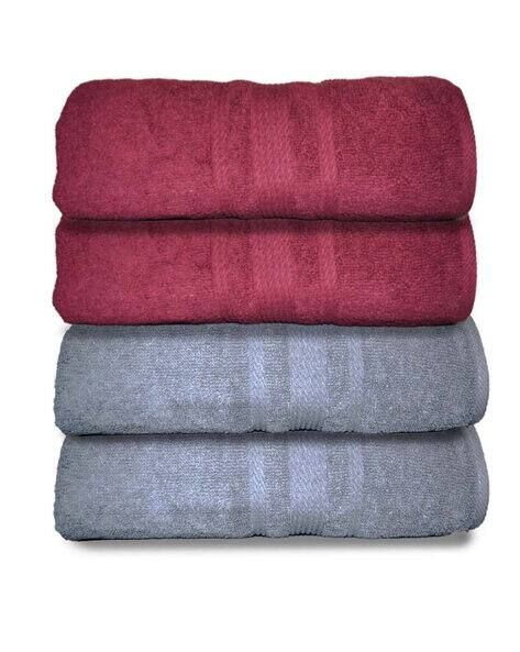ATHOM LIVING Set of 4 Bath Towels with Striped Detail