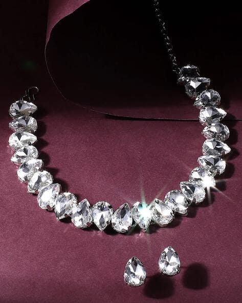 Oomph Women Stone-Studded Necklace & Earrings Set