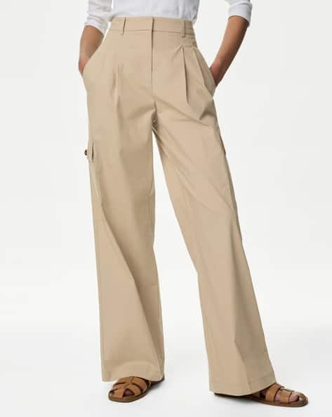 Cotton Rich Cargo High Waisted Trousers
