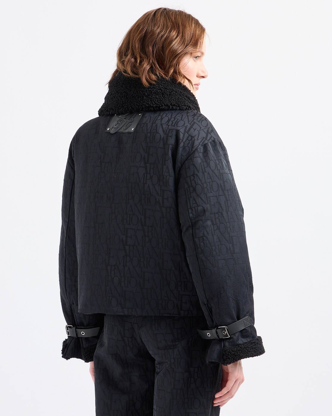 ジャケット・アウター ARMANI JEANS fur jacket Buy EMPORIO ARMANI All Over Logo Fur Collar Jacket | Black Color