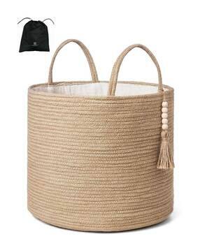 Solid Foldable laundry jute pot-image-29