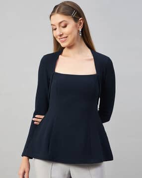 Buy ORCHID BLUES Square-Neck Top with Zip Closure Online | Ajio.com