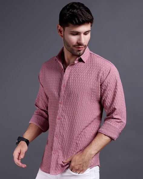 Men Self-Design Regular Fit Shirt